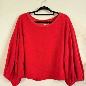Maeve Red Puff Sleeve Sweatshirt